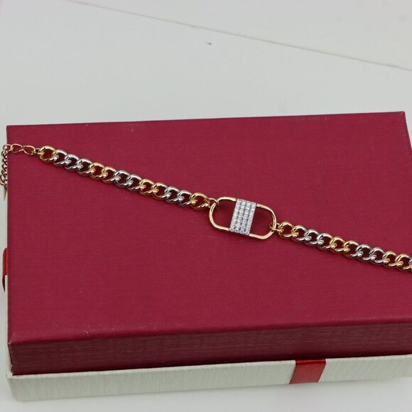 Stylish Rose Gold and Silver Dual Tone Bracelet with Crystal Accent, XPBL0633 : - Picture 12 of 12